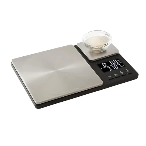 Miniatura 7 de KitchenAid KQ909 Báscula digital de cocina y alimentos de doble plataforma, capacidad de 11 libras y capacidad de precisión de 16 onzas, color negro