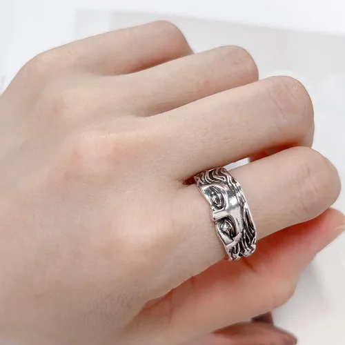 Miniatura 3 de OIDIMS Anillo vintage de Venus de media cara para mujeres y hombres, ajustable, personalizado, abierto, nudillos, banda para el dedo, joyería única