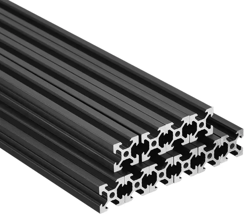 MECCANIXITY 10 piezas de extrusión de aluminio con ranura en V 2020, estándar europeo, 11.811 in, 11 pulgadas de longitud, riel anodizado negro para