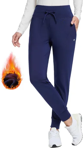 BALEAF Pantalones deportivos con forro polar para mujer, pantalones de senderismo de cintura alta, resistentes al agua, pantalones térmicos de esquí