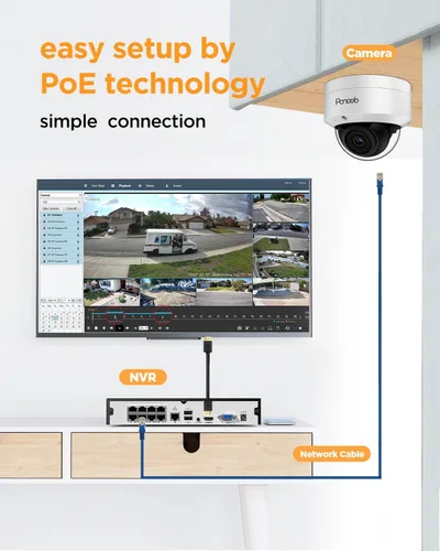 Miniatura 2 de Sistema de cámara de seguridad PoE, 6 cámaras domo PoE a prueba de vandalismo de 5MP IK10 con cable para exteriores con detección de persona, visión