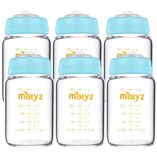 Miniatura 9 de Matyz Contenedores de vidrio para almacenamiento de leche materna, paquete de 4, botella de 6 onzas, aptos con bomba Spectra Medela Avent - Botella