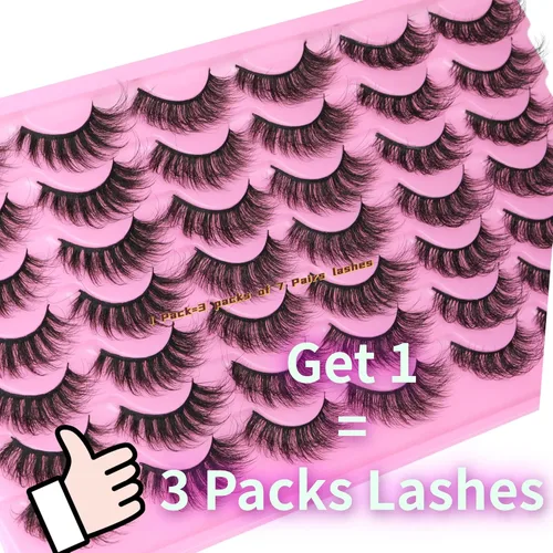 Miniatura 6 de TNFVLONEINS - Pestañas postizas de visón natural, pestañas esponjosas Wispy, pestañas de gata de aspecto natural, extensión 5D, pestañas postizas