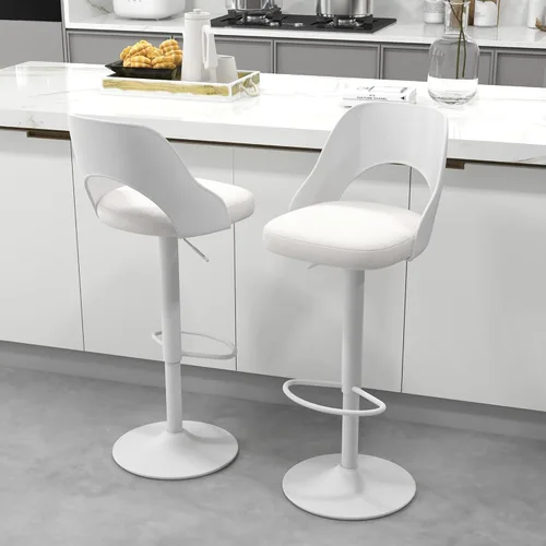 Miniatura 12 de civama Juego de 2 taburetes de bar para encimera de cocina, altura del asiento ajustable de 25 a 33 pulgadas, sillas de isla giratorias tapizadas