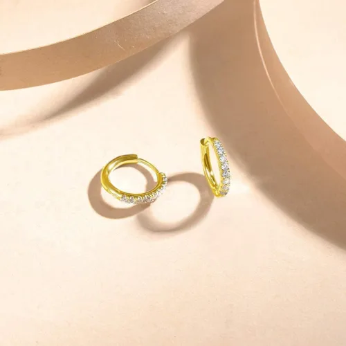Miniatura 4 de Aretes de aro pequeños de plata de ley 925 con circonita cúbica, aretes de aro pequeños para mujeres y niñas, regalo de San Valentín, cumpleaños