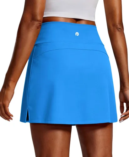 Miniatura 17 de PINSPARK Faldas de golf para mujer, falda de tenis de cintura alta con 2 bolsillos, UPF 50+, falda atlética elástica para entrenamiento de pickleball