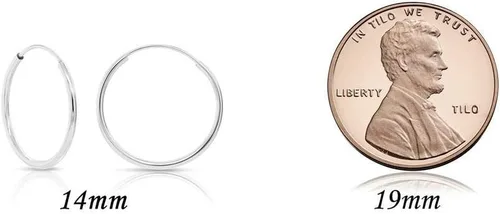 Miniatura 2 de Aretes de argollas sinfín redondas de oro blanco de 14 ct - 10-18 mm