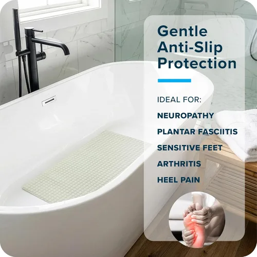 Miniatura 5 de SlipX Solutions Alfombrilla extra cómoda para bañera diseñada para pies sensibles, suavidad similar a la nube con agarre antideslizante, color crema