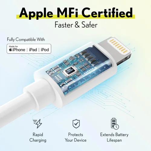 Miniatura 2 de Overtime Cable Lightning para iPhone, certificado MFI, cable de carga USB-A a Lightning portátil e inteligente, cable de carga rápida de Apple