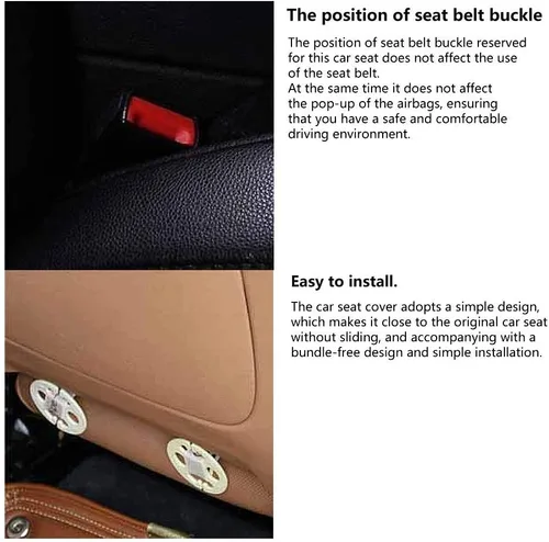 Miniatura 8 de Suninbox Fundas de cuero para asiento de automóvil, solo para asiento delantero, alfombrilla de cojín negra para asiento de automóvil, ventilada
