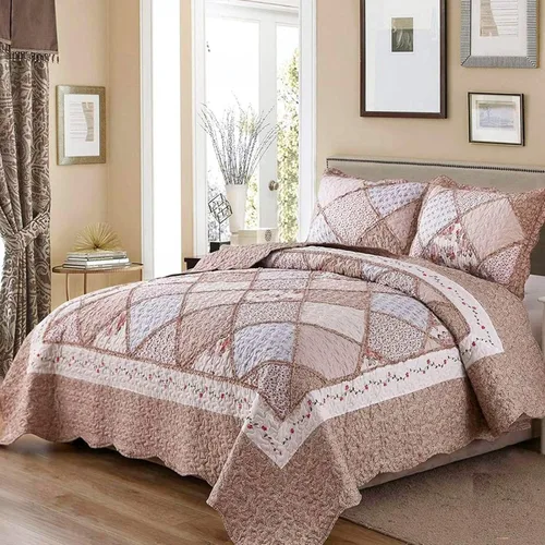 Miniatura 10 de VIVILINEN Juego de edredón de retazos florales azules, tamaño matrimonial, juego de ropa de cama de 3 piezas con 2 fundas de almohada