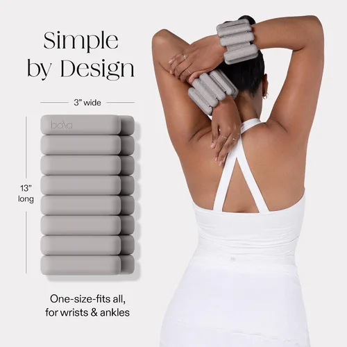 Miniatura 4 de Bala Pulseras con Pesos Ajustables para Muñeca y Tobillo para Mujer y Hombre - Juego de Brazaletes de Silicona con Pesos para Gimnasio, Yoga, Gris