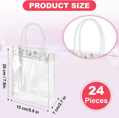 Miniatura 2 de Dyrfolm 24 bolsas de plástico transparente con asa, reutilizables de plástico transparente para regalo, para fiestas, compras, bodas