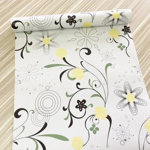 Miniatura 3 de Yifely Yellow Blooms - Revestimiento de papel decorativo para cajones y estantes, autoadhesivo, decoración de armario de almacenamiento de 17.7