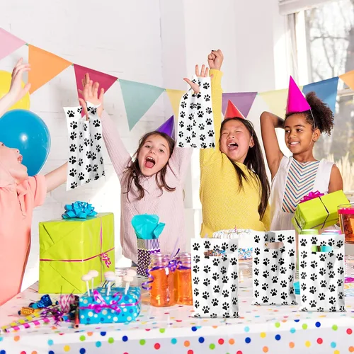 Miniatura 6 de Outus 80 bolsas de regalo de pata de perro a granel, bolsa de golosinas con estampado de pata de mascota, bolsa de dulces para decoración de fiesta