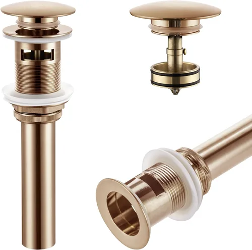 Miniatura 8 de KOKOSIRI C1001BG - Drenaje para fregadero de baño con recogedor de pelo desmontable, dorado cepillado con cesta coladora, antiobstrucción para Oro