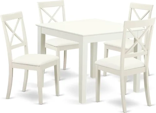 Miniatura 12 de East West Furniture OXBO3-LWH-LC - Juego de mesa de comedor moderno de 3 piezas que contiene una mesa cuadrada de madera y 2 sillas de comedor