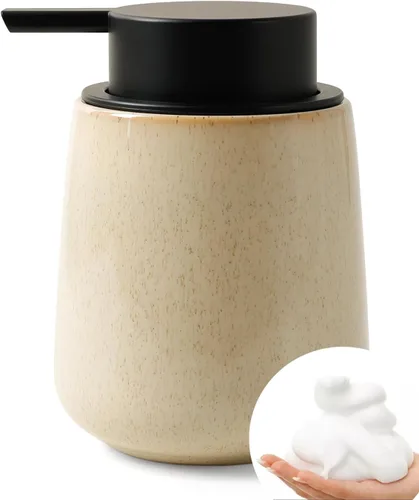Miniatura 17 de Bosilunlife Dispensador de jabón espumoso de cerámica, dispensador de jabón de espuma de 12 onzas, dispensador de jabón líquido para encimera