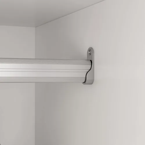 Miniatura 5 de FUNSIR Armario de dormitorio de 4 puertas, armario de madera con espejo, 2 rieles para colgar ropa, 5 estantes de almacenamiento y 2 cajones, unidad