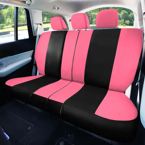 Miniatura 6 de Juego de funda para asiento bolsas de aire de tela negra ligera y fresca FH Group FH-FB030115-SEAT lista para separar; se ajusta a la mayoría de Rosa
