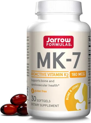 Jarrow Formulas MK-7 180 mcg - Forma bioactiva de vitamina K2-30 porciones (cápsulas blandas) - para la salud ósea y cardiovascular - Suplemento