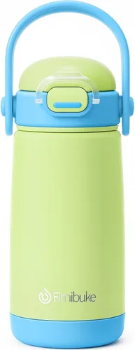 Miniatura 27 de Fimibuke Botella de agua aislada para niños con tapa con pajita y asa - 14 onzas, sin BPA, acero inoxidable 18/8, recipiente de metal, a prueba