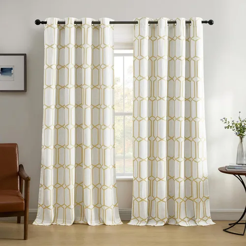 Miniatura 9 de Elrene Home Fashions Kaiden - Cortina geométrica de oscurecimiento de habitación, panel único, 52" ancho x 84" largo (1 panel), negro