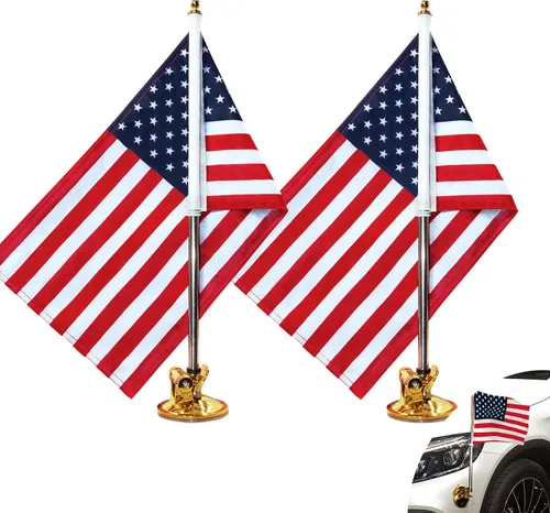 Miniatura 8 de Anley Bandera nacional de Estados Unidos y asta de bandera con soporte de succión de aire, estilo ventosa al aire libre para automóvil, camión