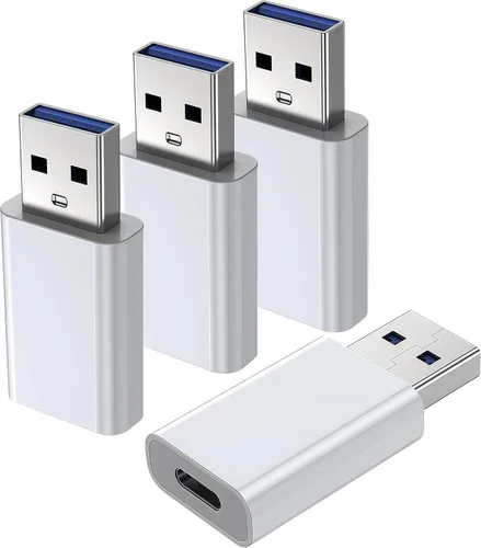 Paquete de 4 adaptadores USB a USB C, convertidor de cable adaptador Typec a USB, convertidor de cargador OTG para iPhone 16/15/14/13/12 Pro Max
