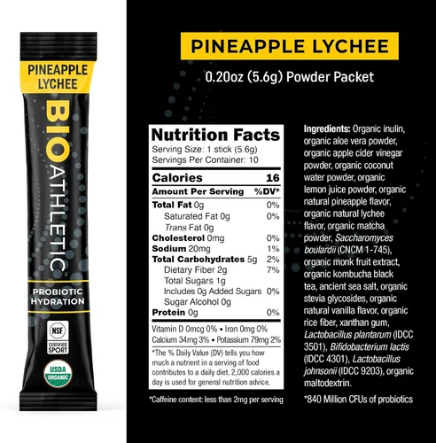 Miniatura 3 de Mezcla de bebida de hidratación con probióticos + electrolitos, con vitaminas D y B12, USDA orgánico, certificado NSF para deporte, sutil sabor a