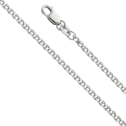 Miniatura 11 de The World Jewelry Center 14k REAL Yellow/White/Rose Gold Solid 2mm, 1.7mm, 1.5mm, 1.2mm Flat Open wheat Chain Necklace with Lobster Claw Clasp