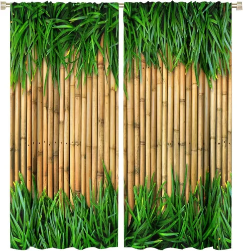 Miniatura 34 de Cortinas de bambú 3D impresas para exteriores, cortinas de bambú natural japonés zen, sala de estar, cocina, bolsillo para barra, cortinas