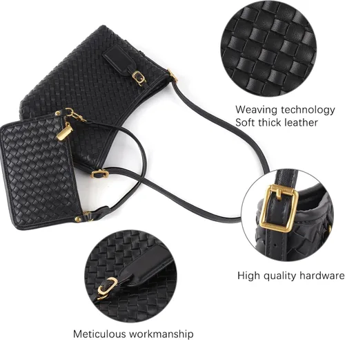 Miniatura 4 de Woven Handbag for Women, Woven Crossbody Bags for Women, Designer Ladies Hobo Bag Bucket Purse Faux Leather