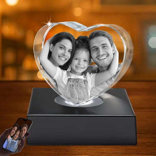 Miniatura 16 de Regalos de fotos de cristal 3D personalizados con grabado láser 3D, marcos de fotos personalizados, aniversario, cumpleaños, boda, regalo