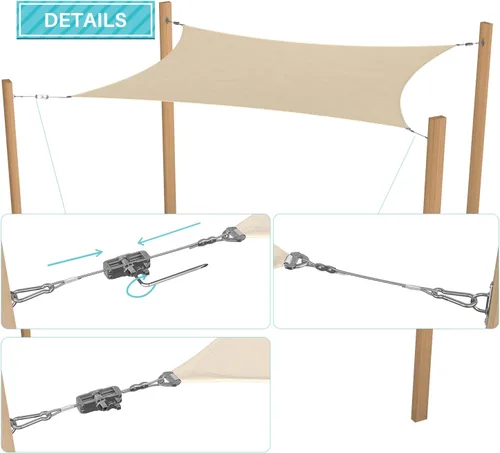 Miniatura 4 de COARBOR Kit de accesorios para toldos, accesorios de vela de alta resistencia, 24 pies de largo de acero inoxidable de alambre de alambre de acero