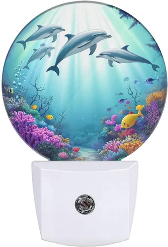 Miniatura 9 de EKOBLA Luz nocturna enchufable de estrellas de mar y conchas marinas, luz nocturna LED de playa con sensor automático del atardecer al amanecer