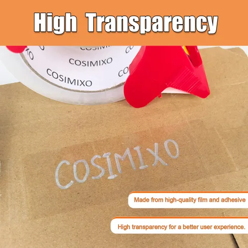 Miniatura 3 de COSIMIXO Cinta de embalaje transparente resistente de 2.5 mil x 1.88 pulgadas x 55 yardas, 6 rollos con dispensador, cinta de embalaje transparente