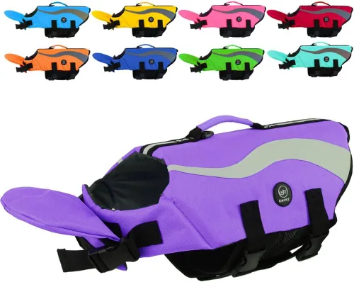 Miniatura 22 de EMUST Chalecos salvavidas ajustables para perros pequeños con flotabilidad mejorada, chaleco de natación para perros pequeños con asa de rescate