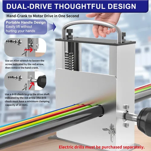 Miniatura 4 de Máquina peladora de cables 2 en 1 con juegos de cuchillas de repuesto, herramienta manual y de taladro con 6 canales y 5 cuchillas para alambre