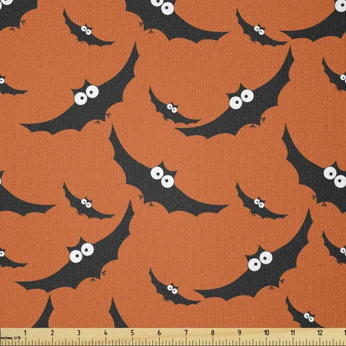 Miniatura 70 de Ambesonne The Yard, tela de calavera colorida con temática de Halloween, diseño de calavera y huesos cruzados, divertido estampado de dibujos