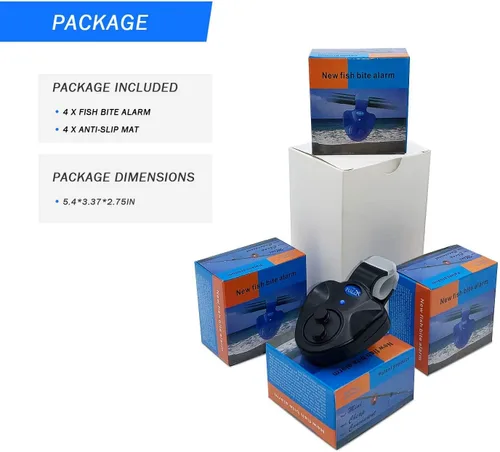 Miniatura 6 de 4 x Bombilla LED electrónica de pesca negra con alarma de sonido y alarma audible
