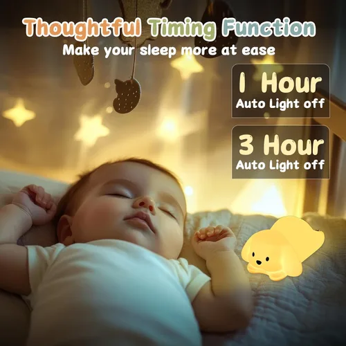 Miniatura 5 de ZKLiLi Lámpara nocturna para niños, lámpara de 16 colores linda, luces nocturnas regulables para bebé, luz nocturna recargable de silicona