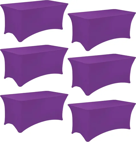 Miniatura 23 de Paquete de 2 manteles rectangulares de elastano de 6 pies, lavables, resistentes a las arrugas, para mesas plegables, bodas, fiestas, cumpleaños