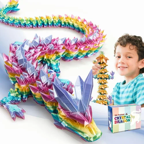 meturebear Dragón Grande Impreso en 3D, Juguetes de Dragón 3D de 30 Pulgadas, Juguetes de Animales de Cristal Fidget Más Grandes, Animales Arcoír