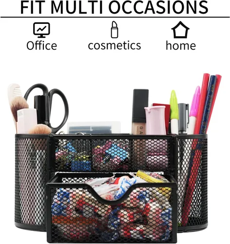 Miniatura 4 de Organizadores de escritorio y accesorios Newkita con soporte para lápices y bolígrafos, suministros con 8 compartimentos y 1 cajón extraíble