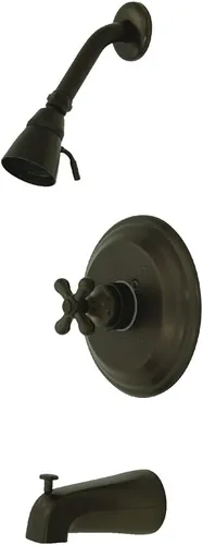 Miniatura 7 de Kingston Brass KB3637AX Restoration Grifo de bañera y ducha con equilibrio de presión de un solo mango en latón cepillado Cobrizo cepillado