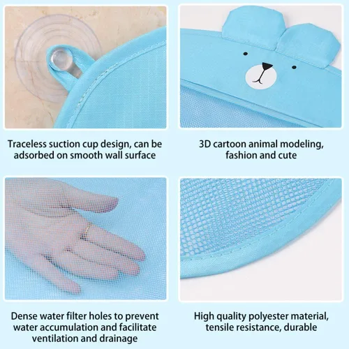 Miniatura 9 de Surakey Almacenamiento de juguetes de baño para niños, niños pequeños, organizador de baño de bebé, bañera, soporte de juguetes de baño, red