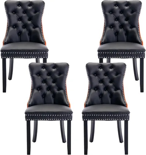 Miniatura 43 de Silla de comedor copetuda moderna de terciopelo para comedor, sillas de comedor tapizadas con remache de clavo, anillo trasero para cocina, comedor