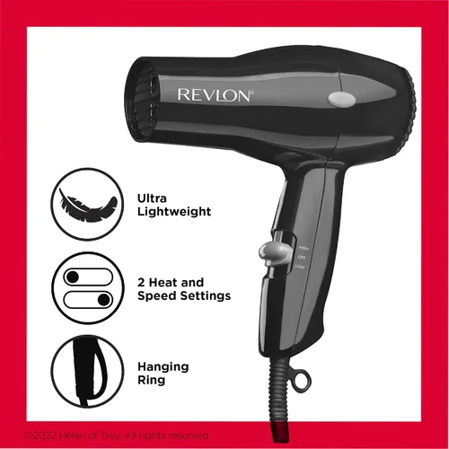 Miniatura 7 de Revlon Secador de pelo compacto Diseño ligero de 1875 W, perfecto para viajes, (negro)