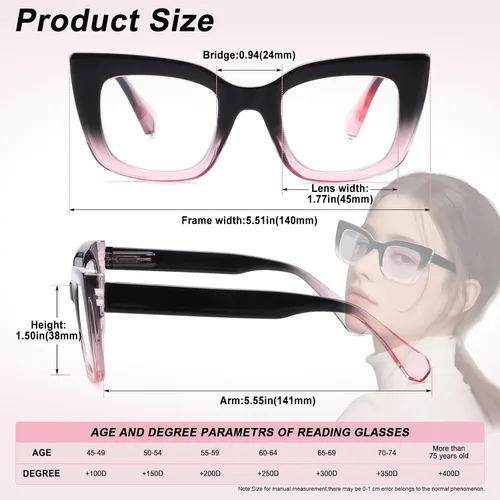 Miniatura 3 de Lentes de lectura para mujeres, paquete de 6, lentes de moda de ojo de gato con bloqueo de luz azul, lectores de computadora antirreflejos, lentes UV